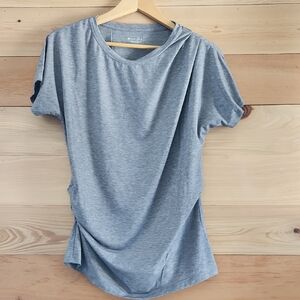 Athleta Essence Pleated Ruched Tee Short Sleeve T-Shirt Gray Women’s M